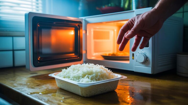 Illustration de riz cuit mal conservé à température ambiante, dangereux à réchauffer à cause de toxines de Bacillus cereus